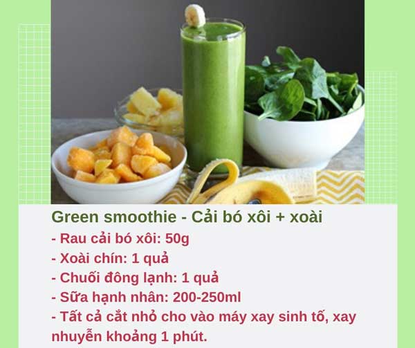 công thức green smoothie giảm cân, công thức smoothie giảm cân đơn giản, thực đơn smoothies giảm cân, các công thức smoothie giảm cân
